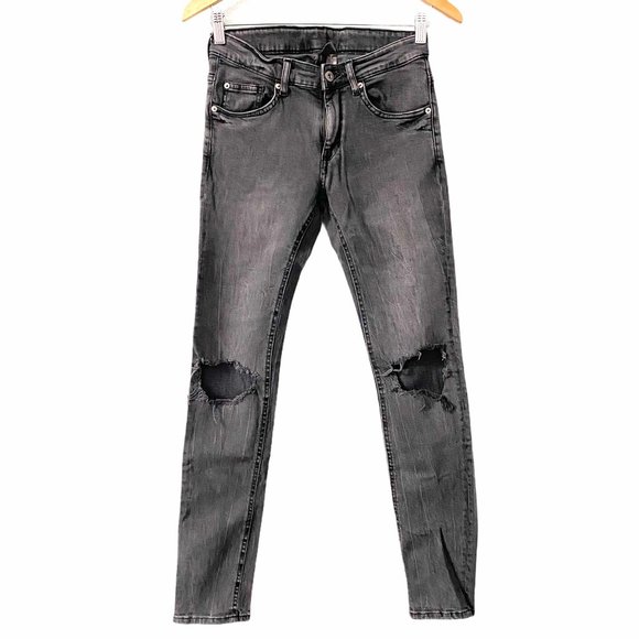 H&M Denim - H&M Divided Gray Distressed Busted Knee Jeans 28